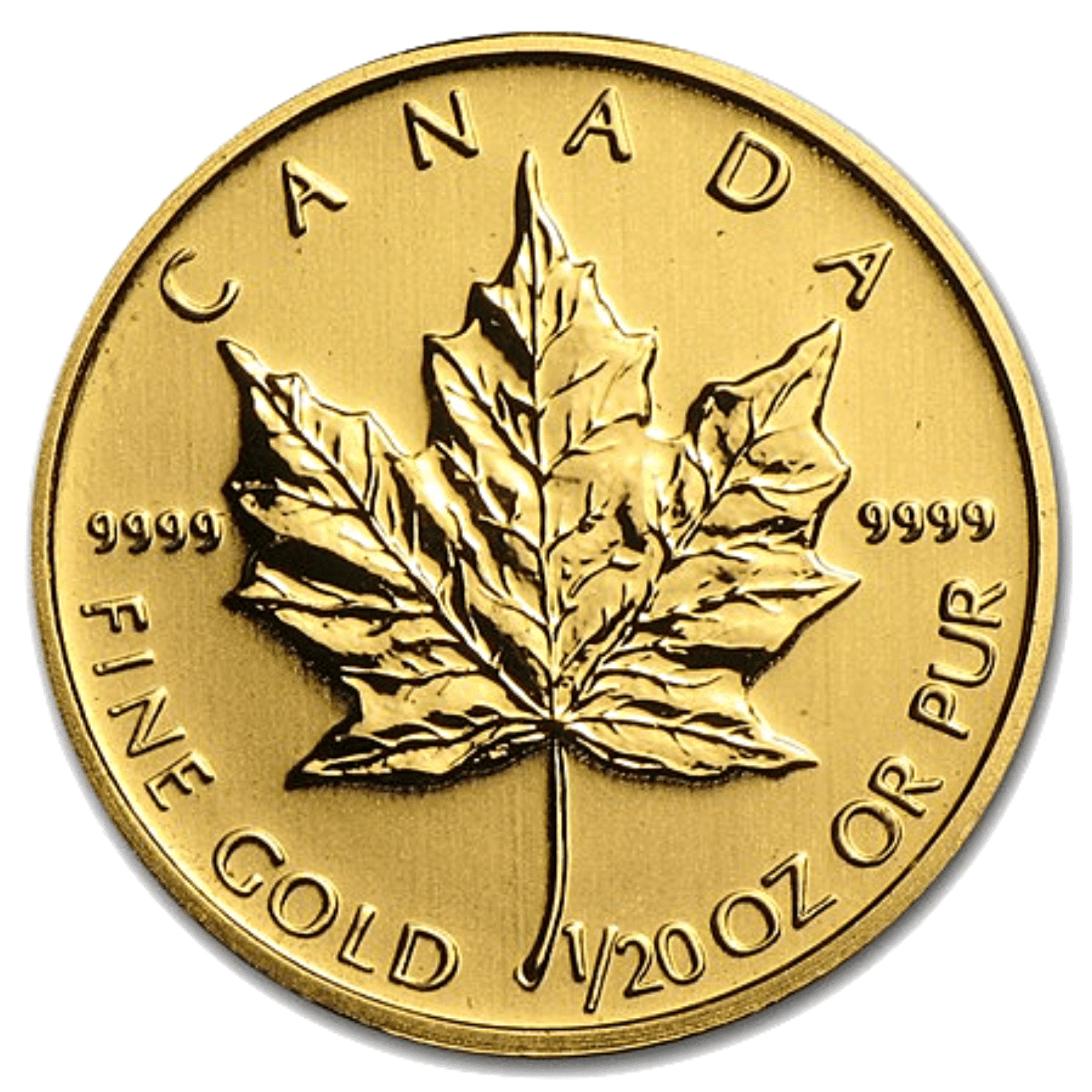 Maple20Back Gold Canadian Maple Leaf 1/20th